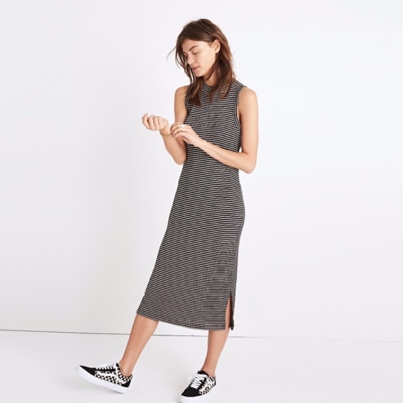 Madewell Dresses & Skirts - Madewell | Mock Neck Striped MIDI Casual Dress  L